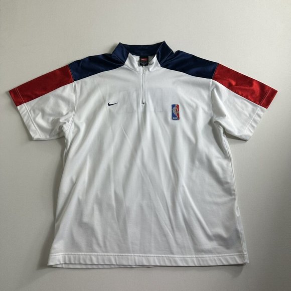 Vintage Y2K NIKE TEAM NBA LOGO Quarter Zip Pullover Sweatshirt Men Size XL White - Picture 2 of 10